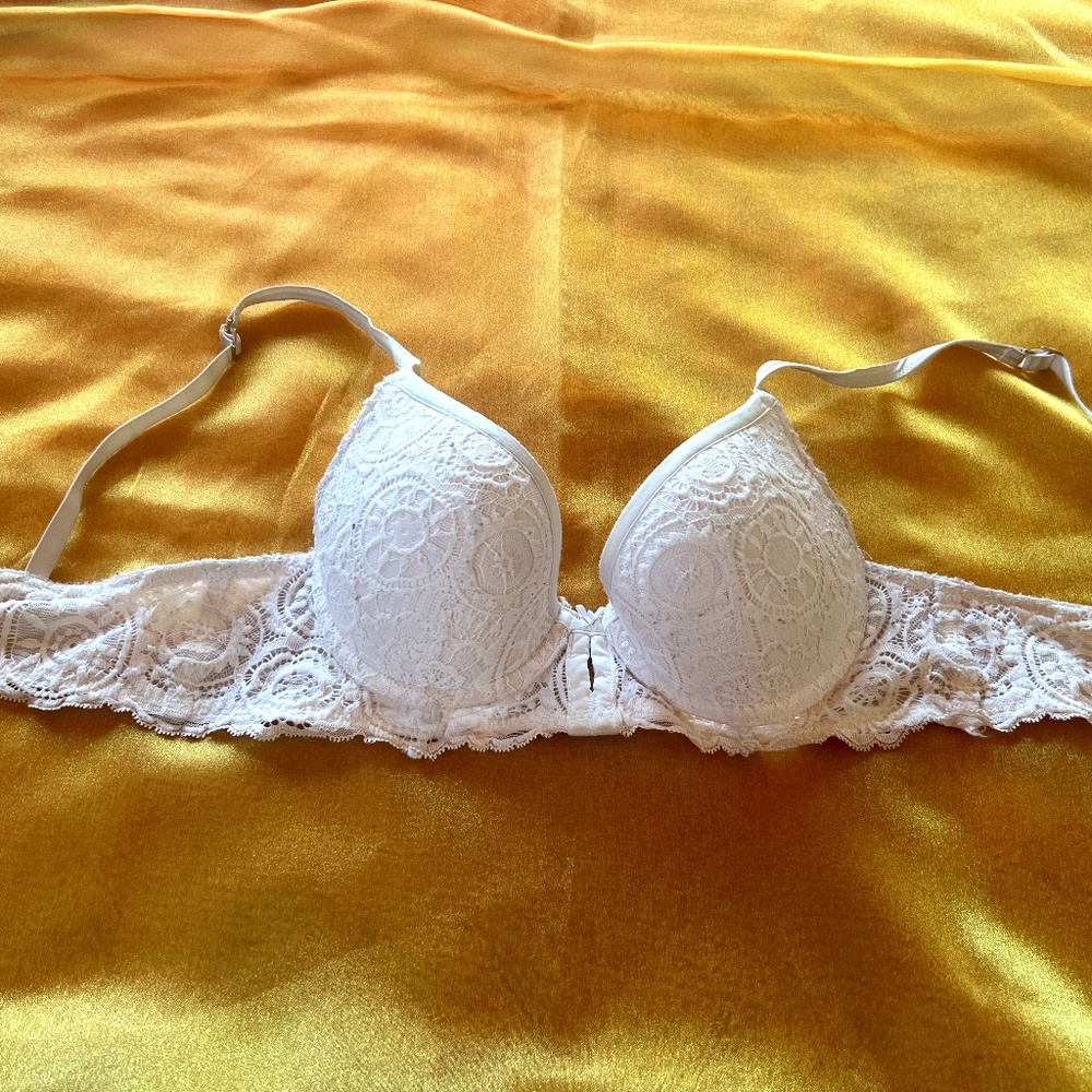 Aerie White Lace Push Up Bra